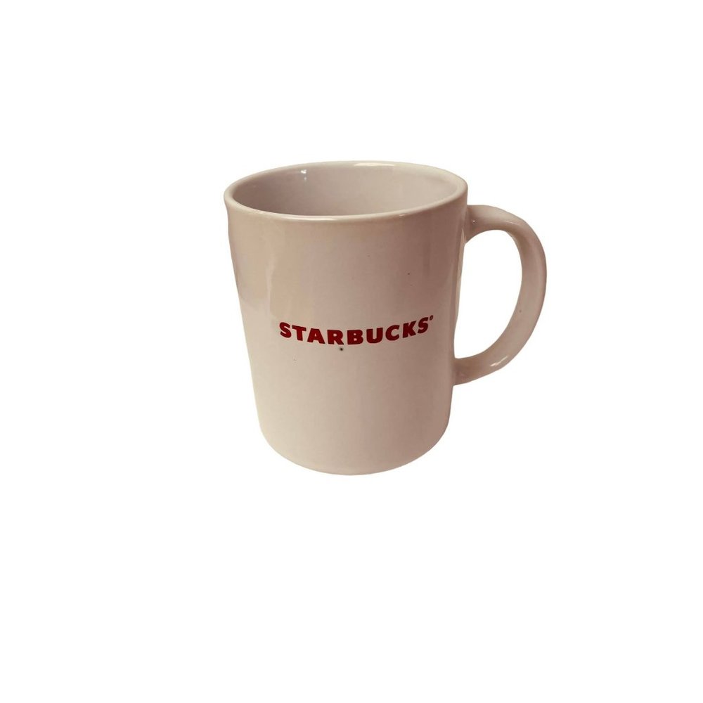 Starbucks Coffee Mug‎ Cup Red Starbucks Lettering Plain White 11oz 32L